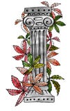 Ancient Roman column. Overgrown with deciduous plants. royalty free illustration Ancient Roman column. Overgrown with deciduous plants. royalty free illustration