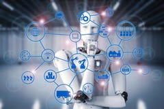 Android Robot With Industrial Network Royalty Free Stock Photography Android Robot With Industrial Network Royalty Free Stock Photography