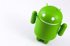 Android symbol figure on the white background. Android is the o