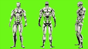 Androïde de robot is gedronken nutteloos Realistisch voorzag motie op groene het schermachtergrond van een lus 4K stock illustratie Androïde de robot is gedronken nutteloos Realistisch voorzag motie op groene het schermachtergrond van een lus 4K stock illustratie