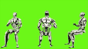 Androïde de robot juicht terwijl het zitten toe Realistisch voorzag motie op groene het schermachtergrond van een lus 4K vector illustratie Androïde de robot juicht terwijl het zitten toe Realistisch voorzag motie op groene het schermachtergrond van een lus 4K vector illustratie