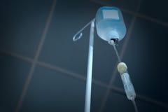 Anesthesia Euthanasia concept. Infusion drip in hospital. Saline solution drip for patient hospital. Recovery after
