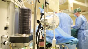 Anesthesia ventilator breathing machine at surgery