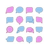 Anförande bubblar, konversation, uppsättning för vektor för symboler för pratstundtextdialog stock illustrationer Anförande bubblar, konversation, uppsättning för vektor för symboler för pratstundtextdialog stock illustrationer