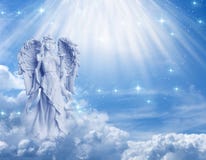 Angel Archangel Ariel mit göttlichen Strahlen des Lichtes stockfotografie Angel Archangel Ariel mit göttlichen Strahlen des Lichtes stockfotografie