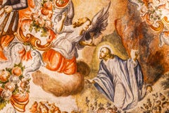 Angel Jesus Fresco Sanctuary van Jesus Atotonilco Mexico stock afbeeldingen Angel Jesus Fresco Sanctuary van Jesus Atotonilco Mexico stock afbeeldingen
