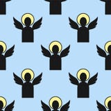 Angelsseamless het patroon vectorillustratie van de christendomgodsdienst van het traditionele heilige godsdienstige zwarte silho stock illustratie Angelsseamless het patroon vectorillustratie van de christendomgodsdienst van het traditionele heilige godsdienstige zwarte silho stock illustratie