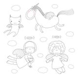 Anges mignons colorant des pages illustration de vecteur Anges mignons colorant des pages illustration de vecteur