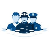 Angestellte des Krankenwagens, Polizei und Feuerwehr vektor abbildung Angestellte des Krankenwagens, Polizei und Feuerwehr vektor abbildung