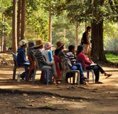 Angkor Wat, Cambodia. Seated women waiting for customers