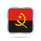 angola flagę Błyszczący kruszcowy szarość kwadrata guzik ilustracji angola flagę Błyszczący kruszcowy szarość kwadrata guzik ilustracji