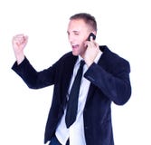 Angry Businessman Talking On A Cellphone Royalty Free Stock Photography
