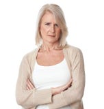Angry Senior Blonde Woman. Isolated On White Stock Photos Angry Senior Blonde Woman. Isolated On White Stock Photos