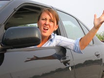 Angry Woman Yelling Out Car Window
