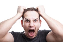 Angry young man shouts. royalty free stock photography Angry young man shouts. royalty free stock photography