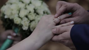 Anillos de bodas en la mano de la gente joven almacen de video Anillos de bodas en la mano de la gente joven almacen de video