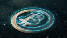 Animación del cryptocurrency de Bitcoin Animación del cryptocurrency de Bitcoin
