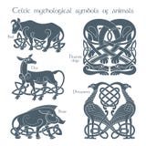 Animails mythologiques celtiques antiques de symbole réglés illustration libre de droits Animails mythologiques celtiques antiques de symbole réglés illustration libre de droits
