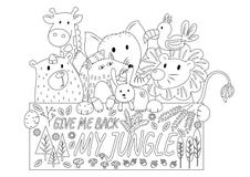 Animais da selva incolores ilustração royalty free Animais da selva incolores ilustração royalty free