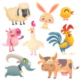 Animais de exploração agrícola dos desenhos animados Vector a ilustração dos carneiros, do coelho de coelho, da galinha, do porco ilustração stock Animais de exploração agrícola dos desenhos animados Vector a ilustração dos carneiros, do coelho de coelho, da galinha, do porco ilustração stock