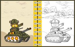 Animal army on armored vehicle cartoon, coloring page or book vector illustration Animal army on armored vehicle cartoon, coloring page or book vector illustration
