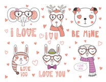 Animales lindos en amor libre illustration Animales lindos en amor libre illustration