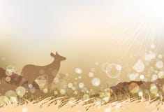 Animales y fauna, arte del papel de los ciervos de la silueta entre la sabana i ilustración del vector Animales y fauna, arte del papel de los ciervos de la silueta entre la sabana i ilustración del vector