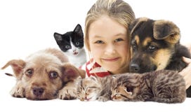 Animali domestici dell'insieme e del bambino Animali domestici dell'insieme e del bambino