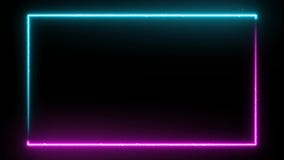 Animated neon glowing frame background. Laser show loop 4K animation