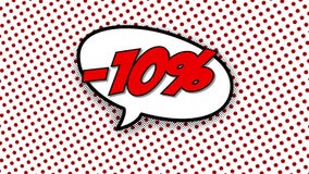 -10% - animation comique de style de ballons de la parole de mot -10% - animation comique de style de ballons de la parole de mot