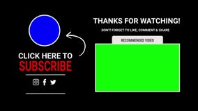 Animation End Screen YouTube Channel with a Blue Reminder Button Subscribe on a Black Background. Green Screen Chroma Stock Video - Video of mock, alpha: 195732047 Animation End Screen YouTube Channel with a Blue Reminder Button Subscribe on a Black Background. Green Screen Chroma Stock Video - Video of mock, alpha: 195732047