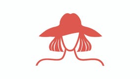 Animation of a lady in a hat. Faceless avatar.