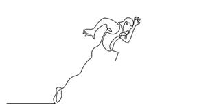 Animation of one line drawing of athlete running fast