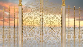 Pearly gates opening stock video. Video of design, eden - 218367473