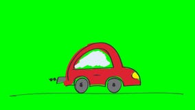 Animation of Red Car, Animated Hand Drawn Cartoon Illustration, Loop Able,  on Chroma Key Green Screen Background. Stock Video - Video of cartoon,  animated: 106195643