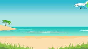 Animation Of Tropical Landscape - Beach, Sea, Waves, Palms. Stock Video