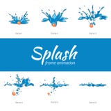 Animation water splash frames in cartoon style. Liquid clean, purity fresh, wet vector illustration royalty free illustration Animation water splash frames in cartoon style. Liquid clean, purity fresh, wet vector illustration royalty free illustration