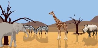 Animaux africains dans le désert illustration libre de droits Animaux africains dans le désert illustration libre de droits