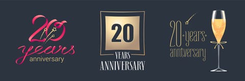 20 anni di anniversario di icona di vettore, insieme di logo royalty illustrazione gratis 20 anni di anniversario di icona di vettore, insieme di logo royalty illustrazione gratis