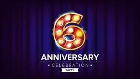 6 anni di anniversario di vettore dell'insegna Sesto, sesto royalty illustrazione gratis 6 anni di anniversario di vettore dell'insegna Sesto, sesto royalty illustrazione gratis