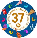 Anniversary 37th. Set of anniversaries from 10 to 50. Offerings and beautiful birthday comments to the people close to you vector illustration Anniversary 37th. Set of anniversaries from 10 to 50. Offerings and beautiful birthday comments to the people close to you vector illustration