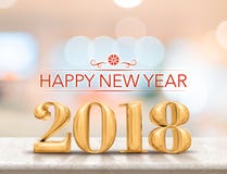 Ano novo feliz 2018 3d que rende o ano novo da cor dourada em glos ilustração stock Ano novo feliz 2018 3d que rende o ano novo da cor dourada em glos ilustração stock