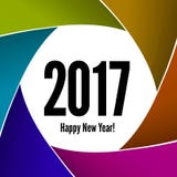 Ano novo feliz 2017 em um fundo da objetiva ilustração royalty free Ano novo feliz 2017 em um fundo da objetiva ilustração royalty free