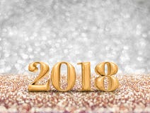 Ano novo 2018 rendição do número 3d do ouro do ano no gol efervescente ilustração stock Ano novo 2018 rendição do número 3d do ouro do ano no gol efervescente ilustração stock