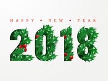 2018 anos novos felizes Corte dos números do papel decorado com as folhas realísticas do azevinho e das bagas Projeto da disposiç ilustração royalty free 2018 anos novos felizes Corte dos números do papel decorado com as folhas realísticas do azevinho e das bagas Projeto da disposiç ilustração royalty free