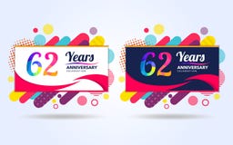 62 ans sautent des ?l?ments de conception moderne d'anniversaire, ?dition color?e, conception de calibre de c?l?bration, concepti illustration de vecteur 62 ans sautent des ?l?ments de conception moderne d'anniversaire, ?dition color?e, conception de calibre de c?l?bration, concepti illustration de vecteur