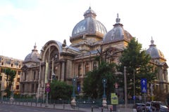 Ansicht CEC Palaces, der Palast der Sparkasse in der historischen Mitte Lipscani-Straße, Bukarest, Rumänien stockbilder Ansicht CEC Palaces, der Palast der Sparkasse in der historischen Mitte Lipscani-Straße, Bukarest, Rumänien stockbilder