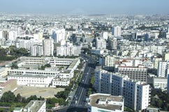 Ansicht über die Stadt von Casablanca, Marokko stockbilder Ansicht über die Stadt von Casablanca, Marokko stockbilder