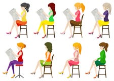 Ansiktslösa damer som ner sitter stock illustrationer Ansiktslösa damer som ner sitter stock illustrationer