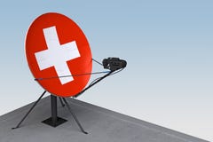 Antena parab?lica con la bandera de Suiza ilustración del vector Antena parab?lica con la bandera de Suiza ilustración del vector